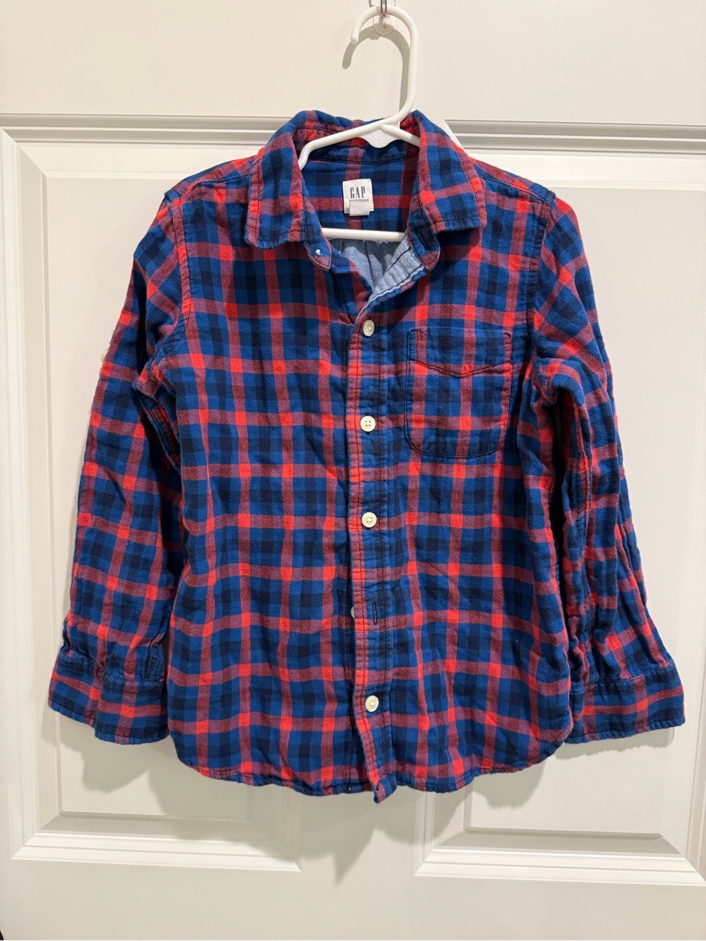 GAP Kids Orange & Blue Plaid Button-Up Shirt